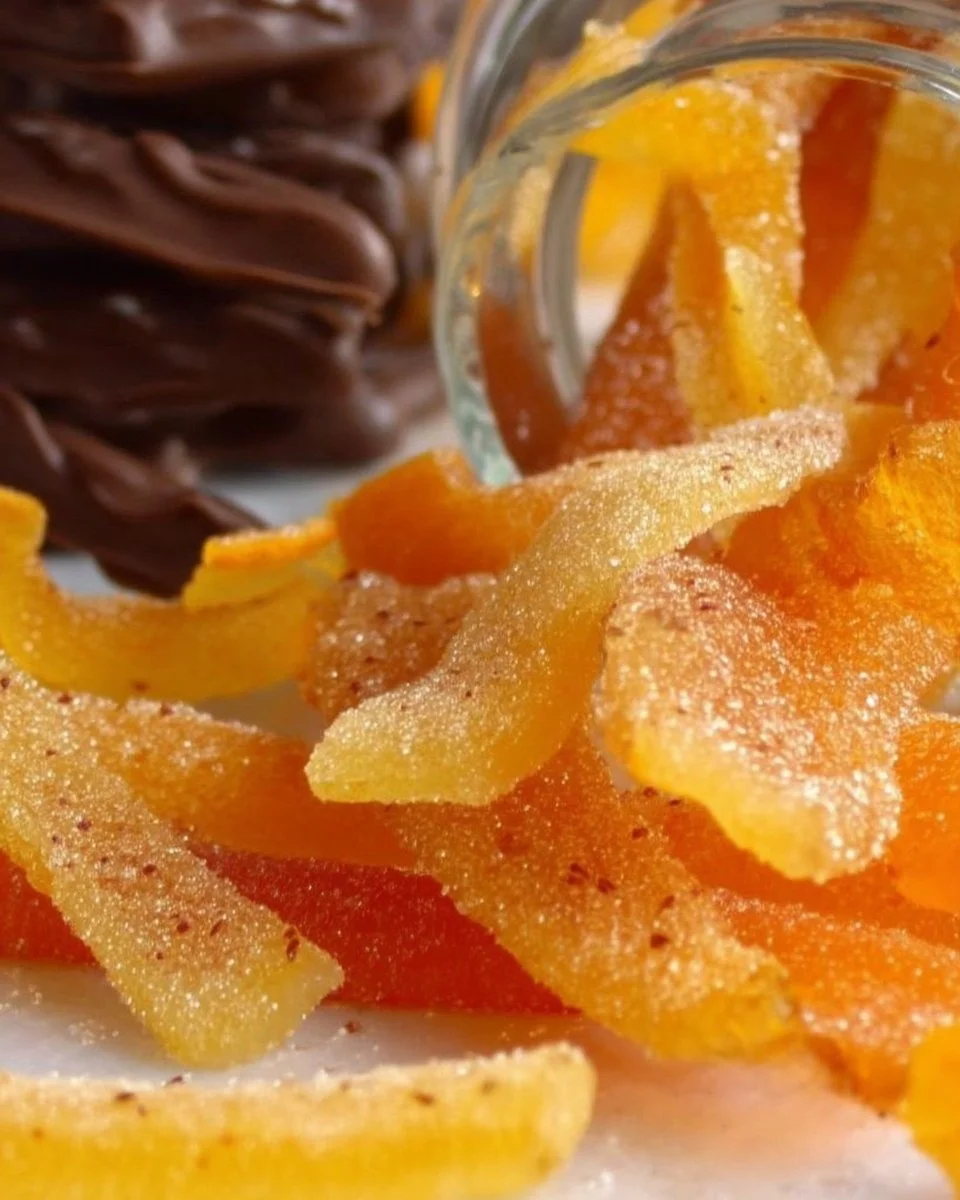 Écorces d'orange confites faites maison, un délice sucré et naturel.
