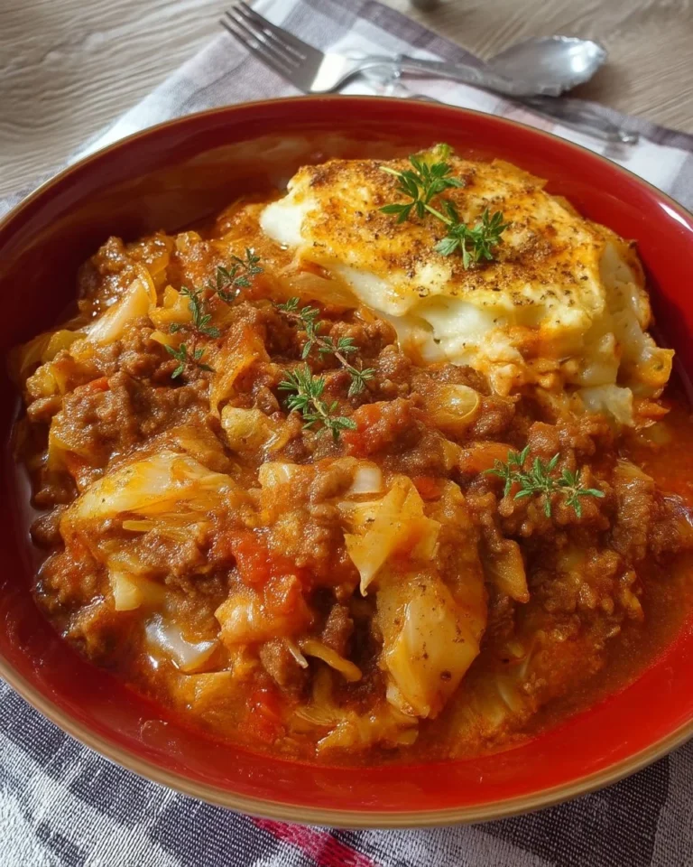 Casserole de boeuf haché et au chou savoureuse et réconfortante