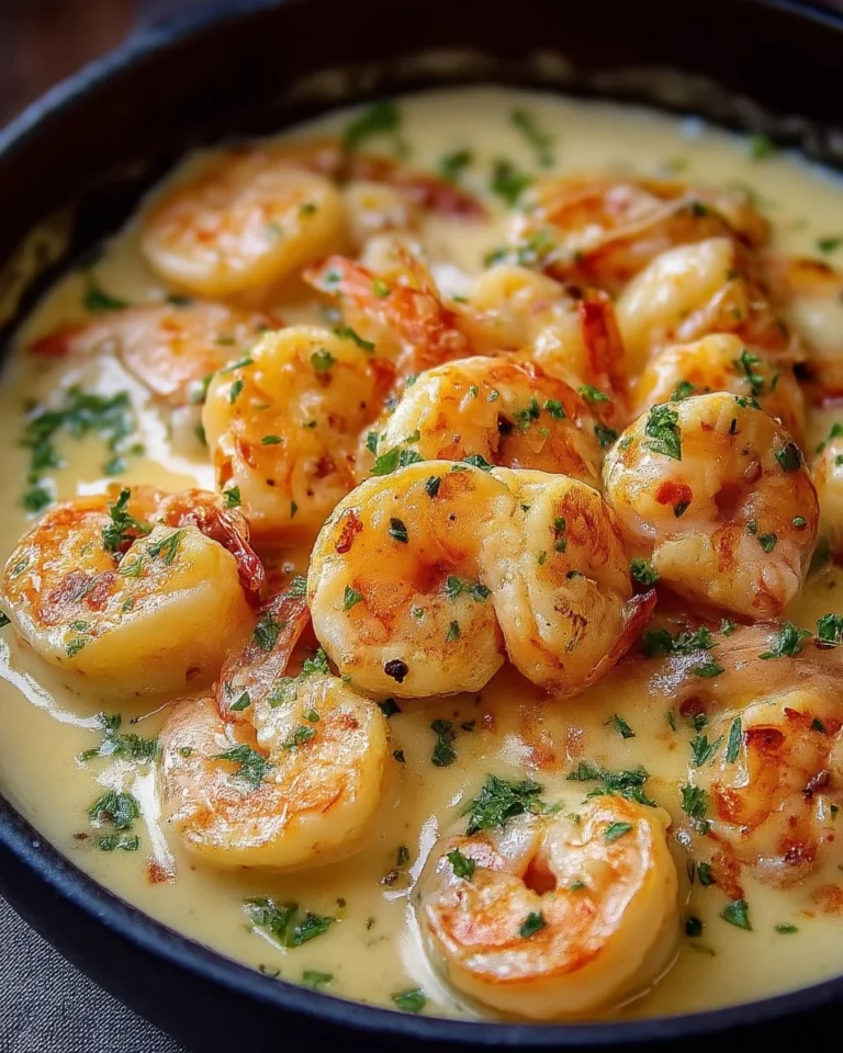 Crevettes à la sauce crémeuse à l'ail et au citron dans un plat savoureux
