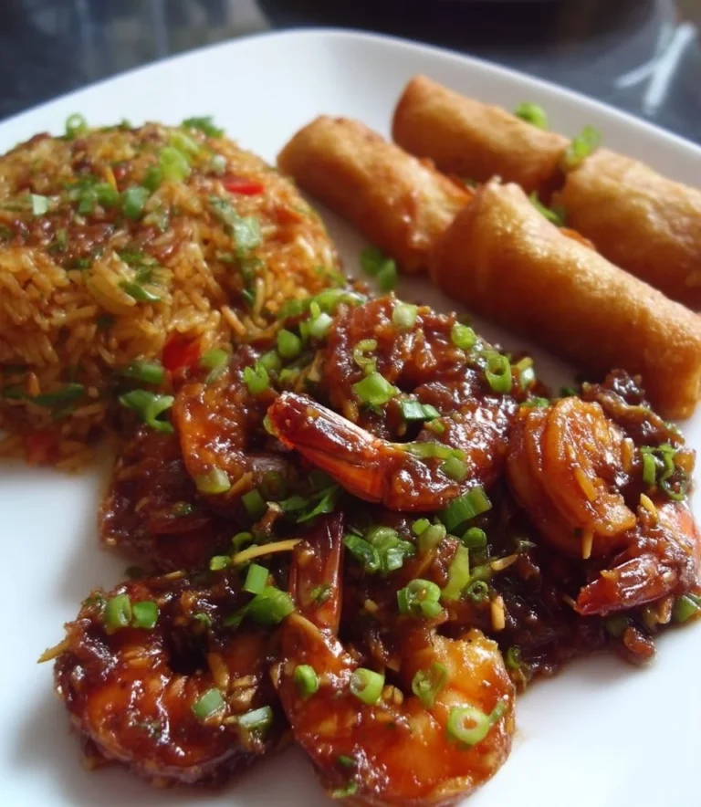 Crevettes au miel et à l'ail, un plat savoureux et facile à préparer.