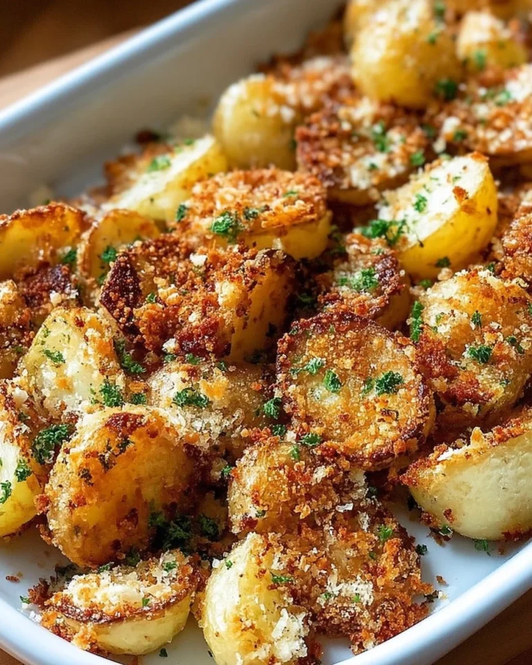 Pommes de terre croustillantes avec ail, parmesan et chapelure