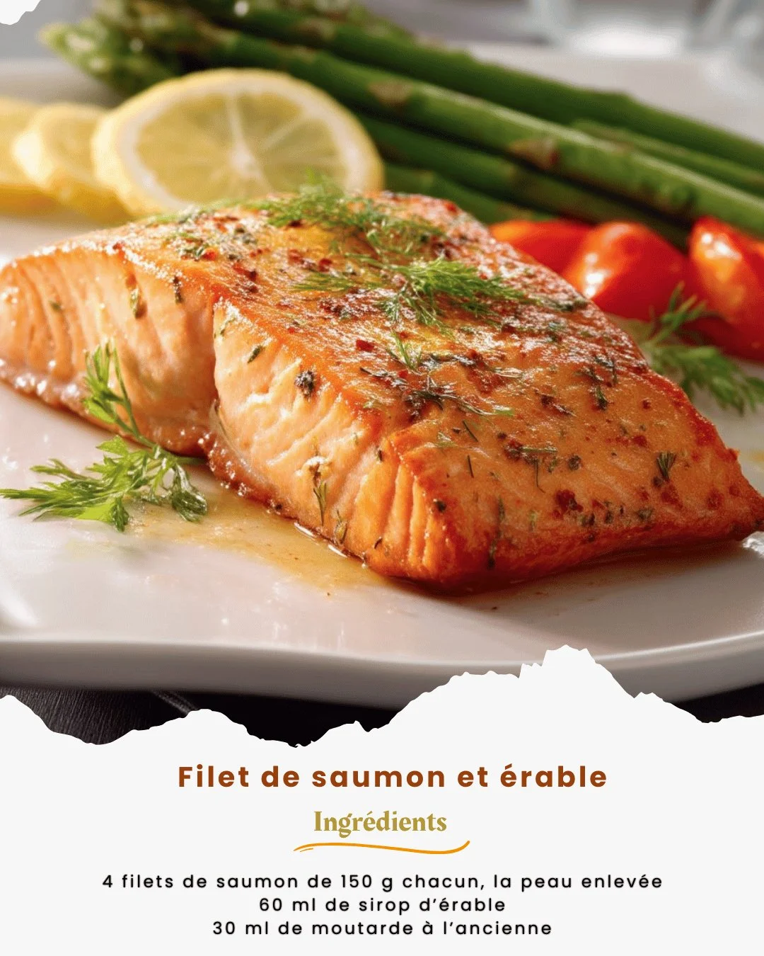 Filet de saumon glacé au sirop d'érable sur une assiette élégante