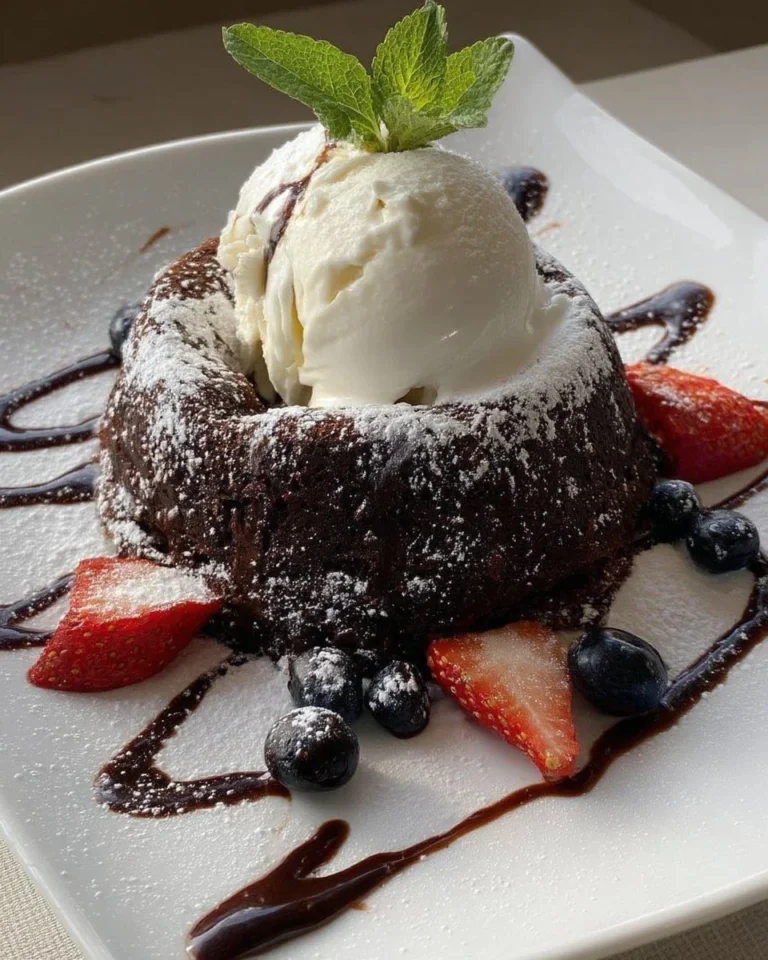 Fondant au chocolat cœur fondant accompagné de glace vanille
