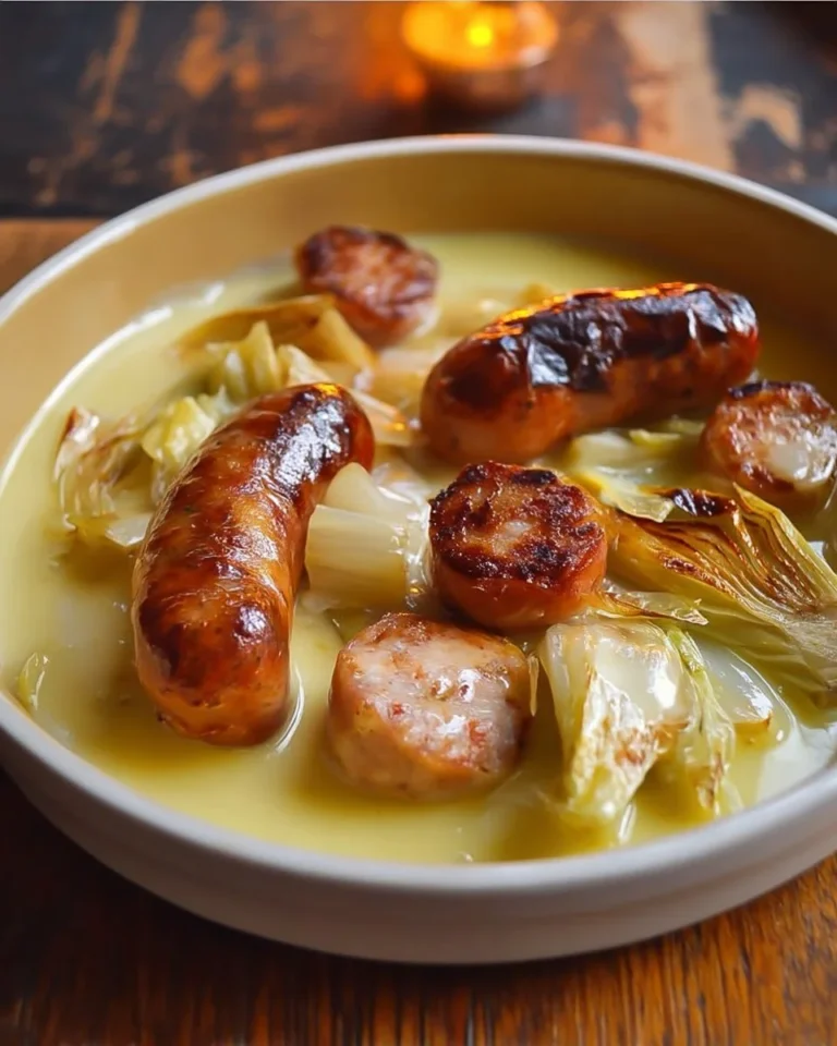 Fondue d'Endives Gourmande aux Saucisses Fumées dans un plat délicieux