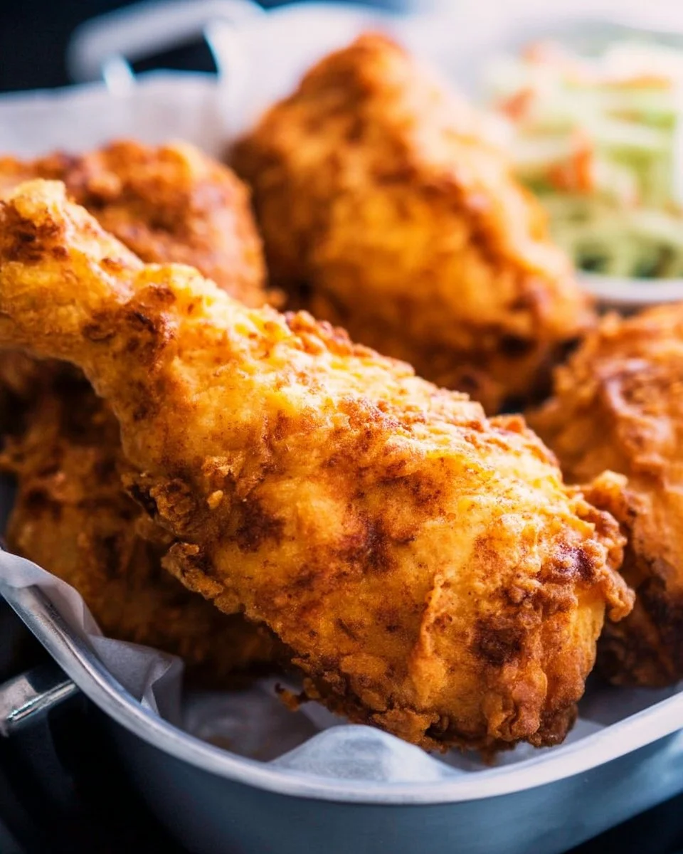 Poulet frit croustillant préparé dans une friteuse à air