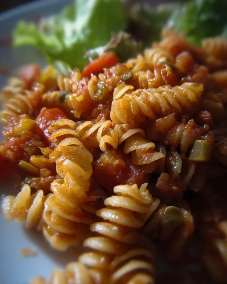 Assiette de fusilli aux lentilles garnie de légumes frais