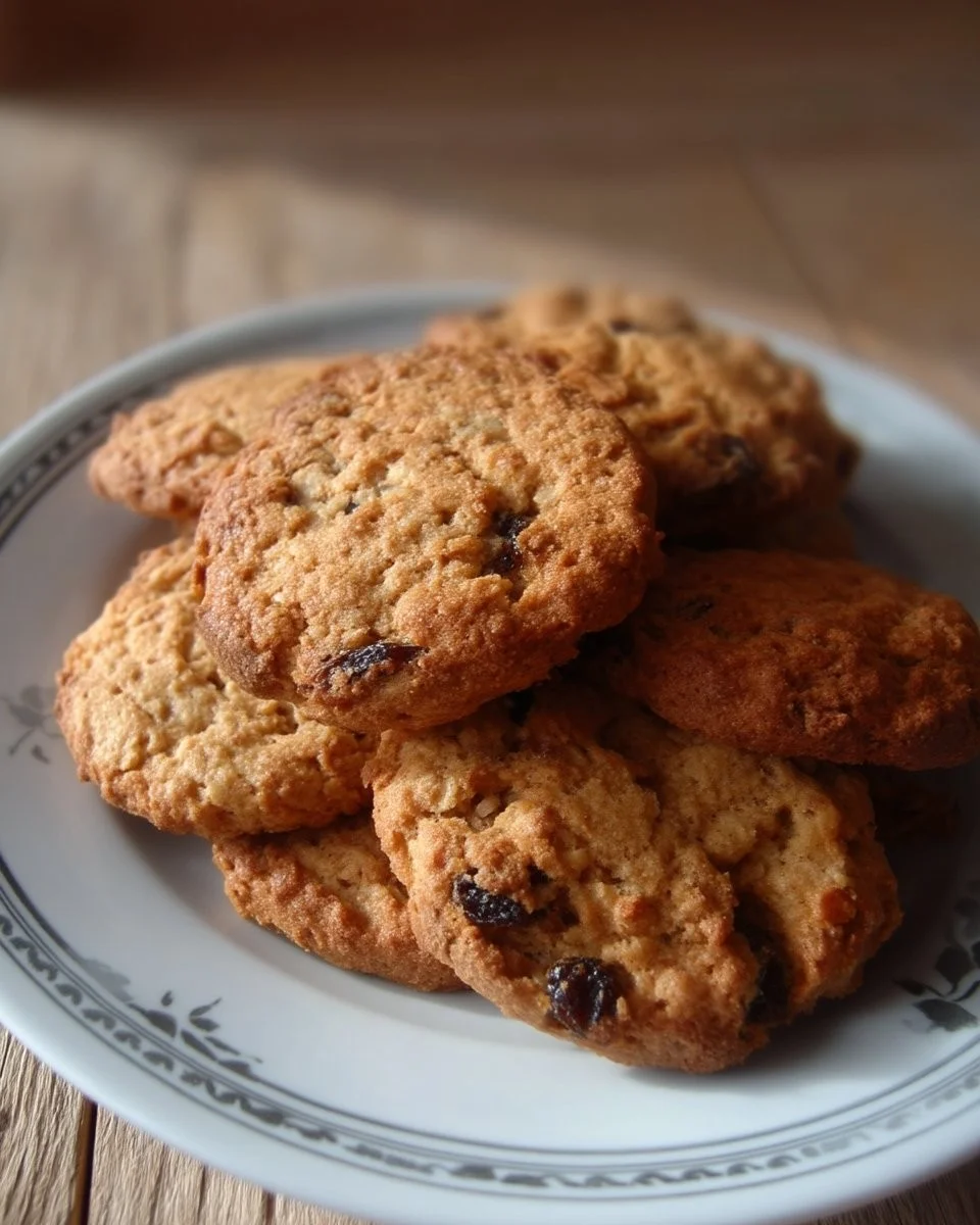 Galettes avoine et raisins maison, croustillantes et savoureuses.
