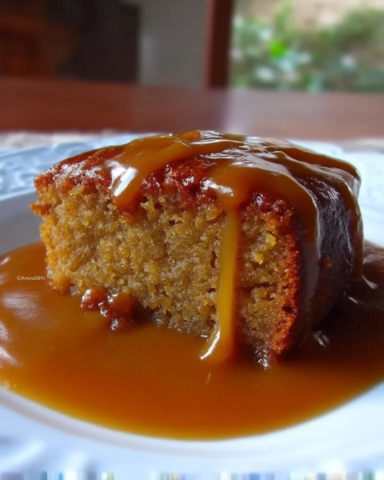 Gâteau aux bananes d'Irene avec une sauce au caramel décadente
