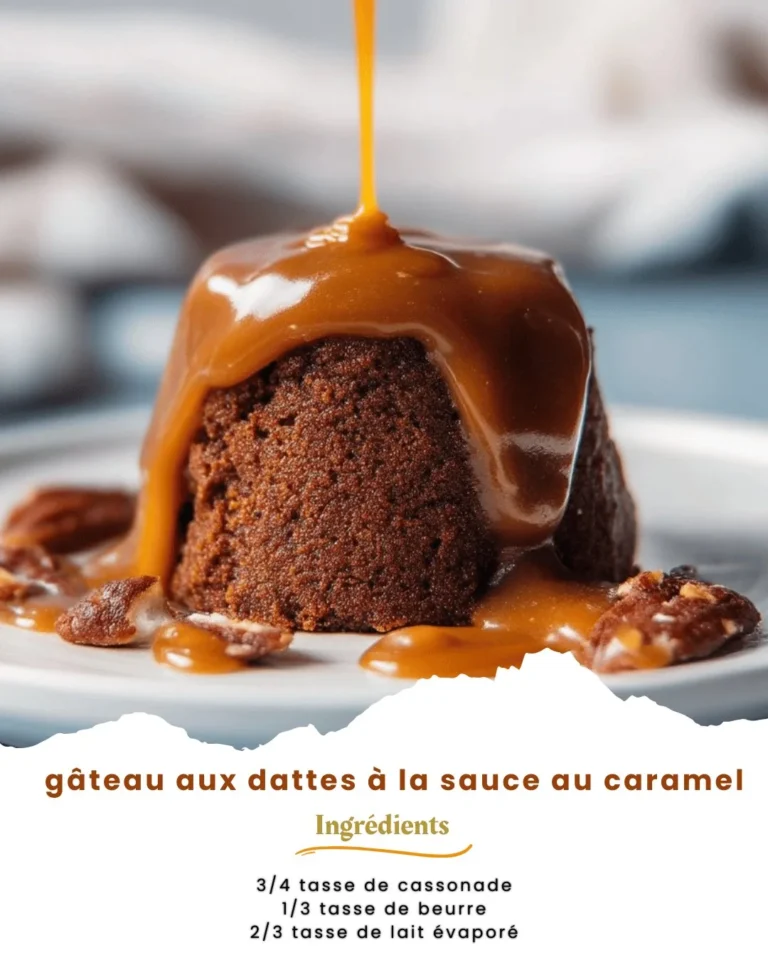 Gâteau aux dattes à la sauce au caramel, un dessert savoureux et moelleux