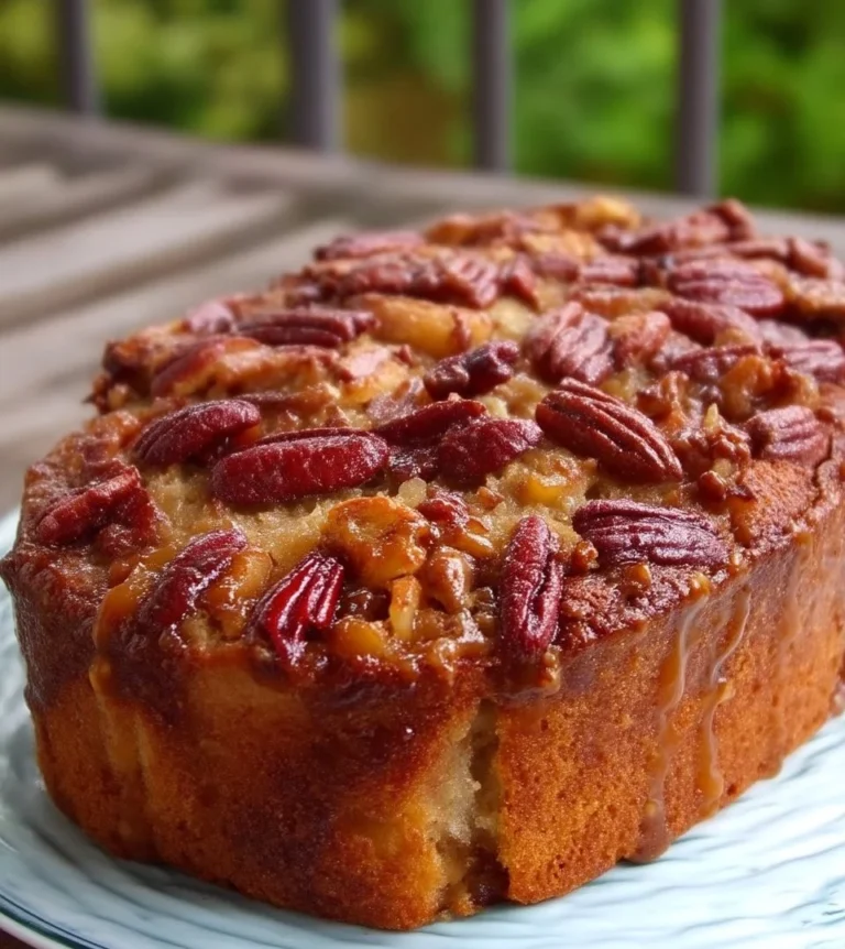 Gâteau aux pommes avec dulce de leche et pacanes sur une assiette.