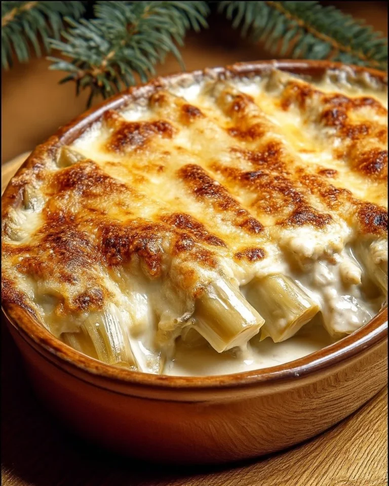 Gratin de cardons à la savoyarde présenté dans un plat au four