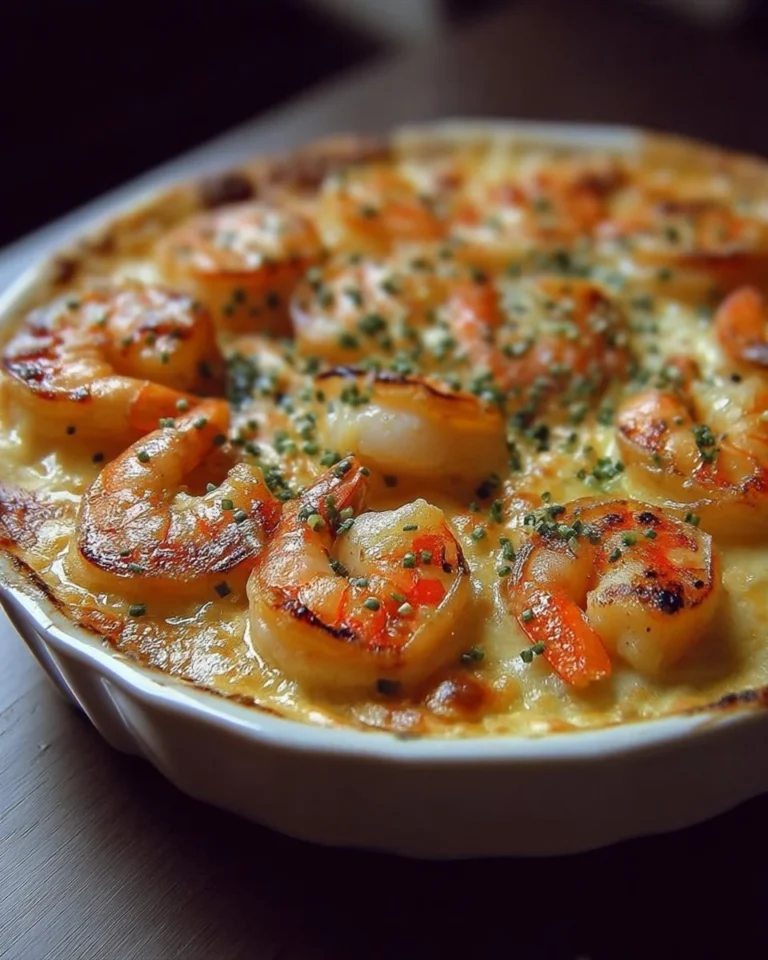 Gratin de Noix de Saint-Jacques et Crevettes, plat délicieux au four