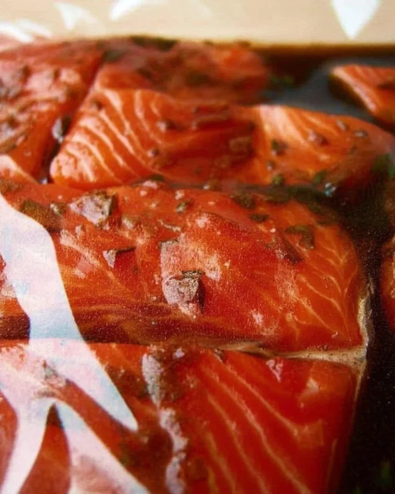 Saumon mariné prêt à cuire avec une délicieuse marinade.