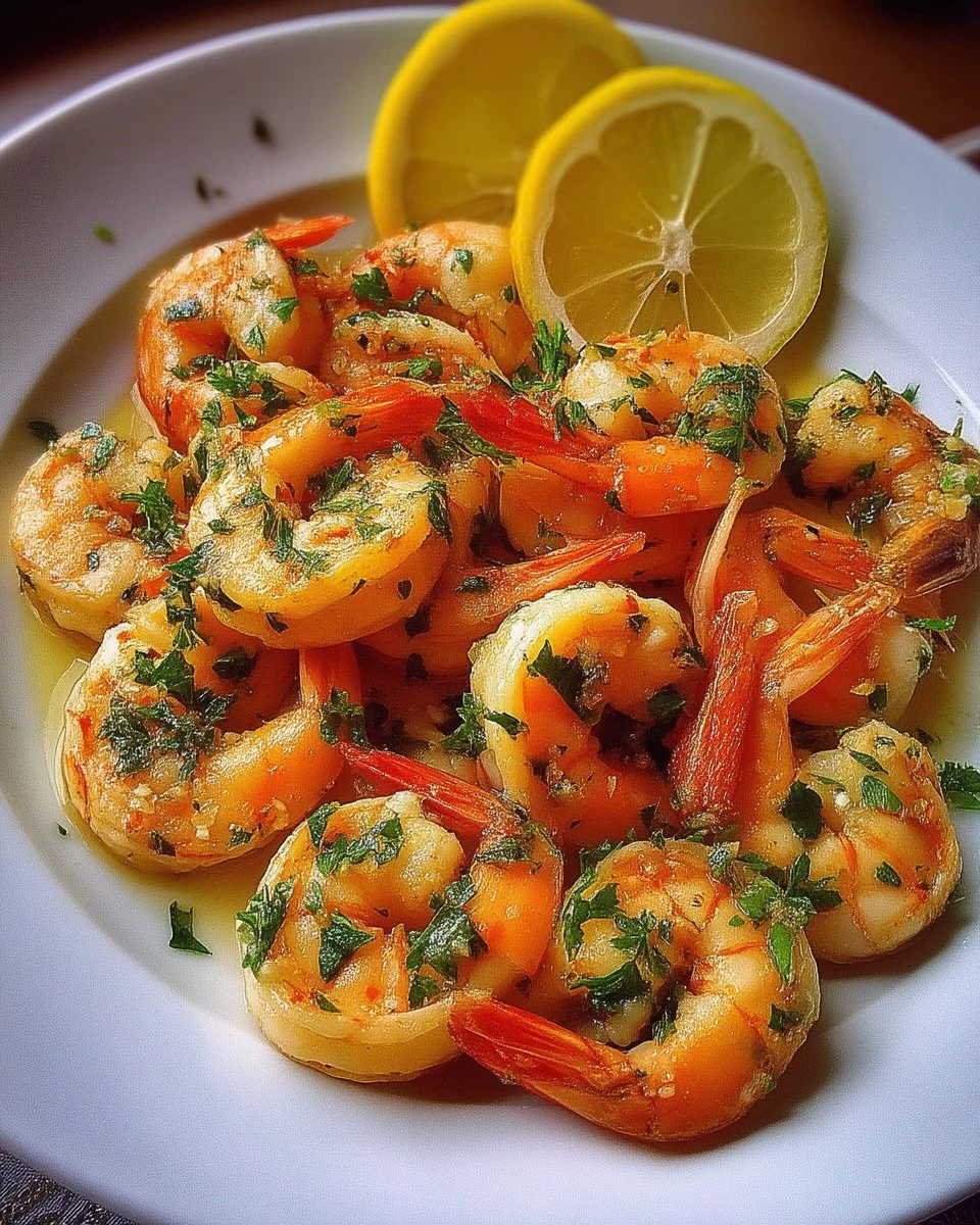 Sautéed shrimp with garlic, lemon, and parsley