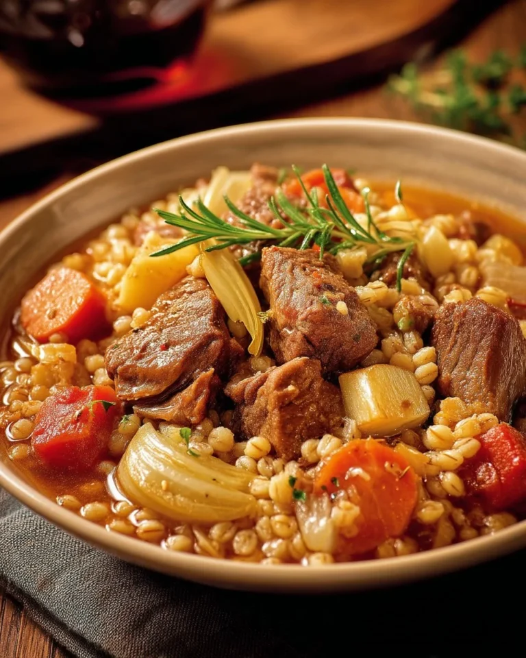 Mijoté d'agneau avec orge cuit à la mijoteuse