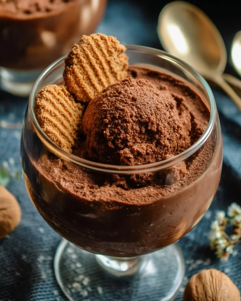 Mousse au chocolat onctueuse avec spéculoos croustillant en garniture