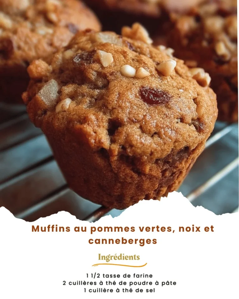 Muffins aux pommes vertes, noix et canneberges tout juste sortis du four.