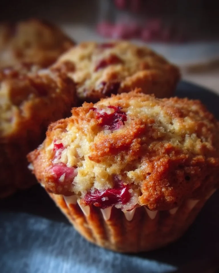 Muffins faits maison aux flocons d'avoine et canneberges, savoureux et sains.