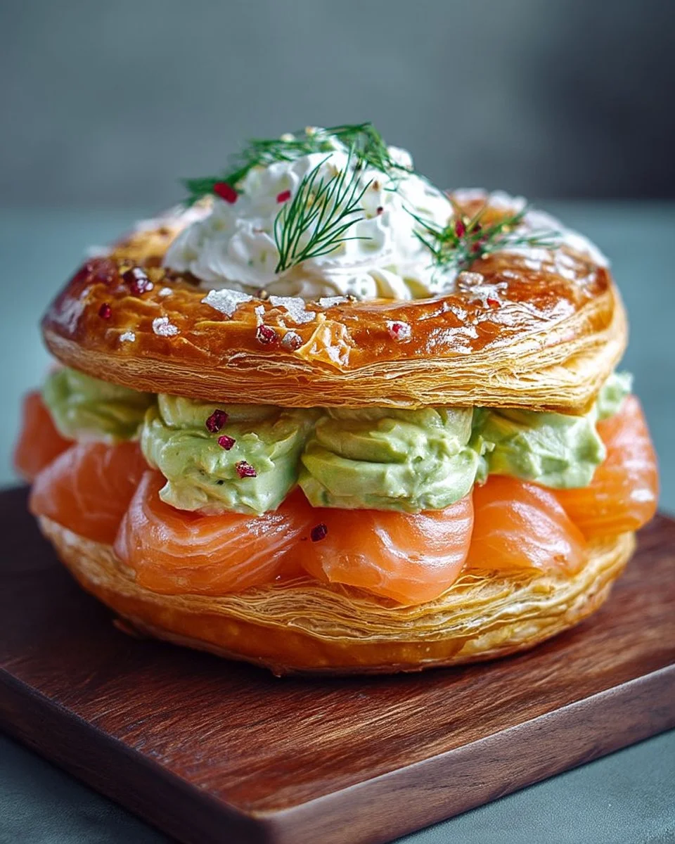 Paris-Brest Salé au Saumon et Crème d'Avocat, élégant dessert salé français