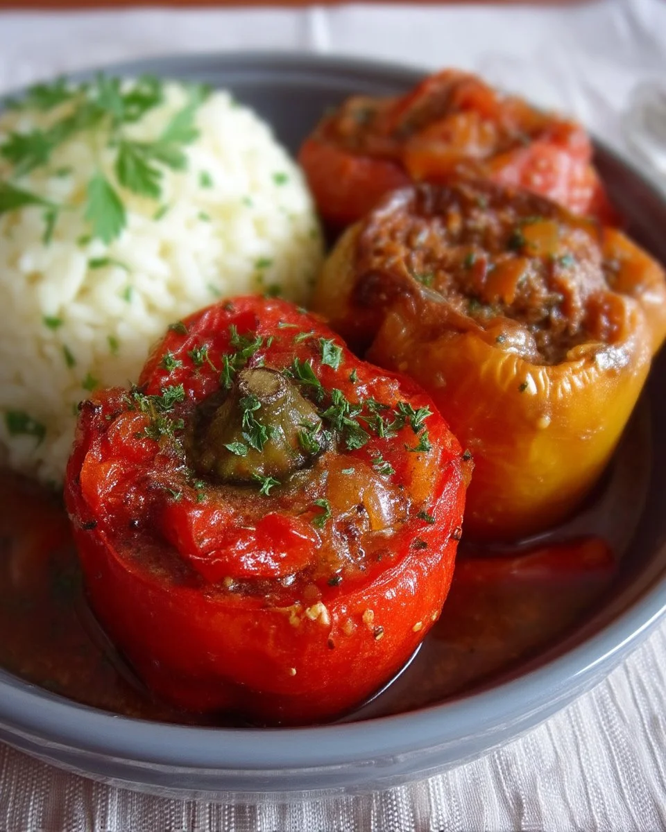 Recette de poivrons farcis garnis de viande et légumes frais