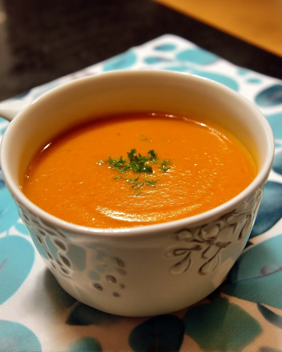 Bol de potage aux carottes savoureux et crémeux, prêt à déguster.