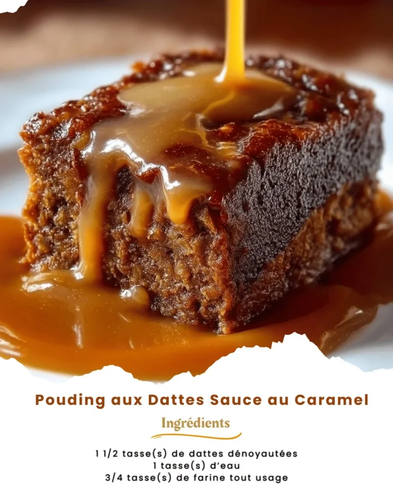 Pouding aux Dattes avec sauce au caramel, dessert riche et délicieux