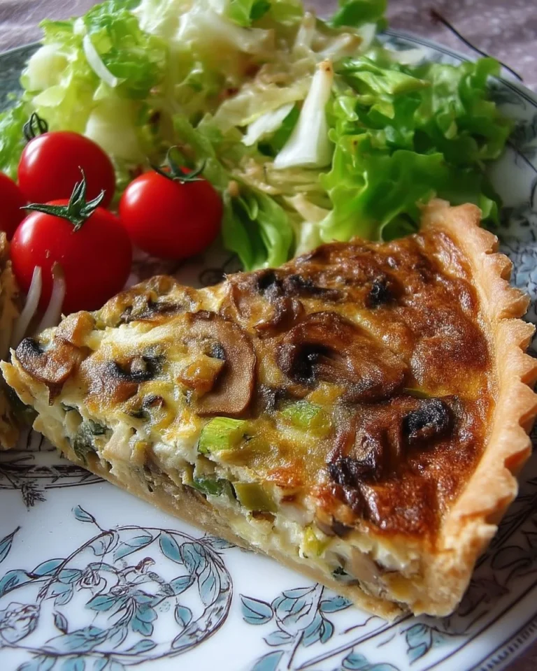 Quiche aux poireaux et aux champignons, délicieuse et facile à préparer