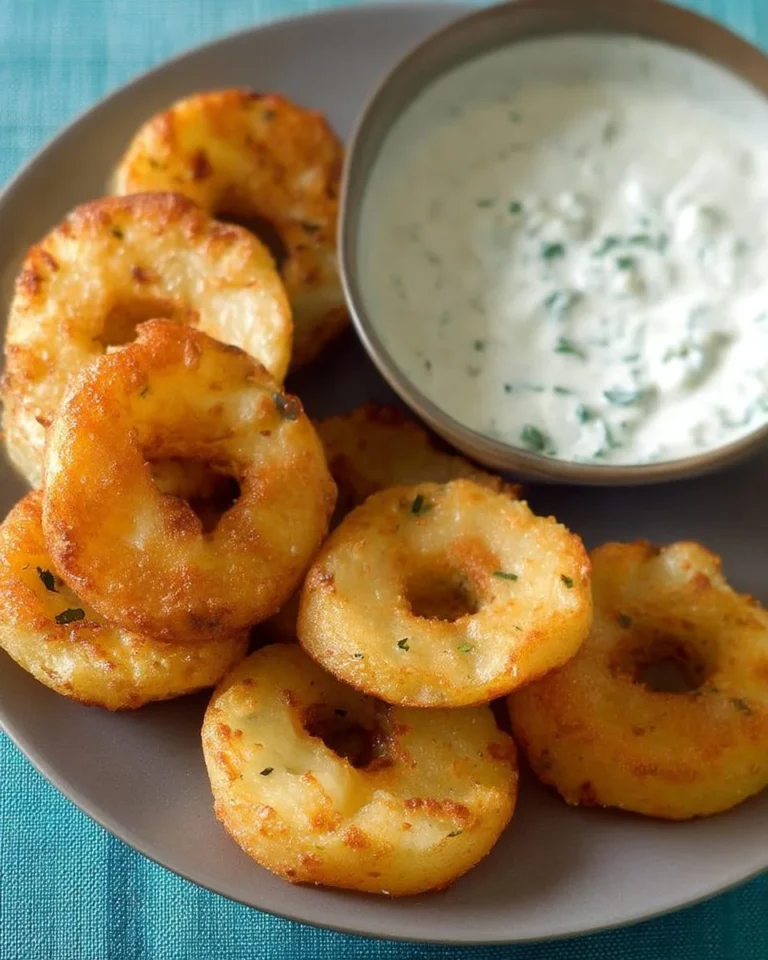 Rondelles de patates croustillantes accompagnées de sauce ranch crémeuse