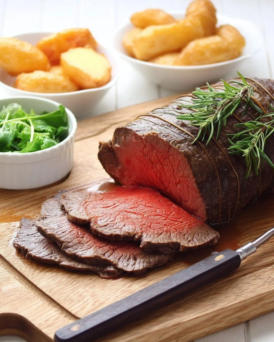 Rôti de boeuf cuit lentement dans une mijoteuse, prêt à être servi.