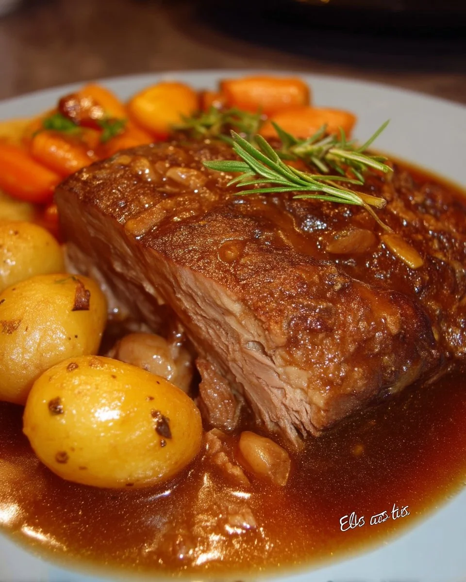 Rôti de palette à l'érable et à l'orange, plat savoureux, présentation appétissante