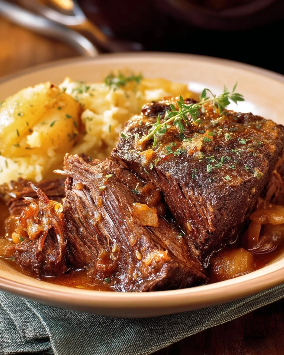 Rôti de palette moutarde et érable mijoté dans une mijoteuse