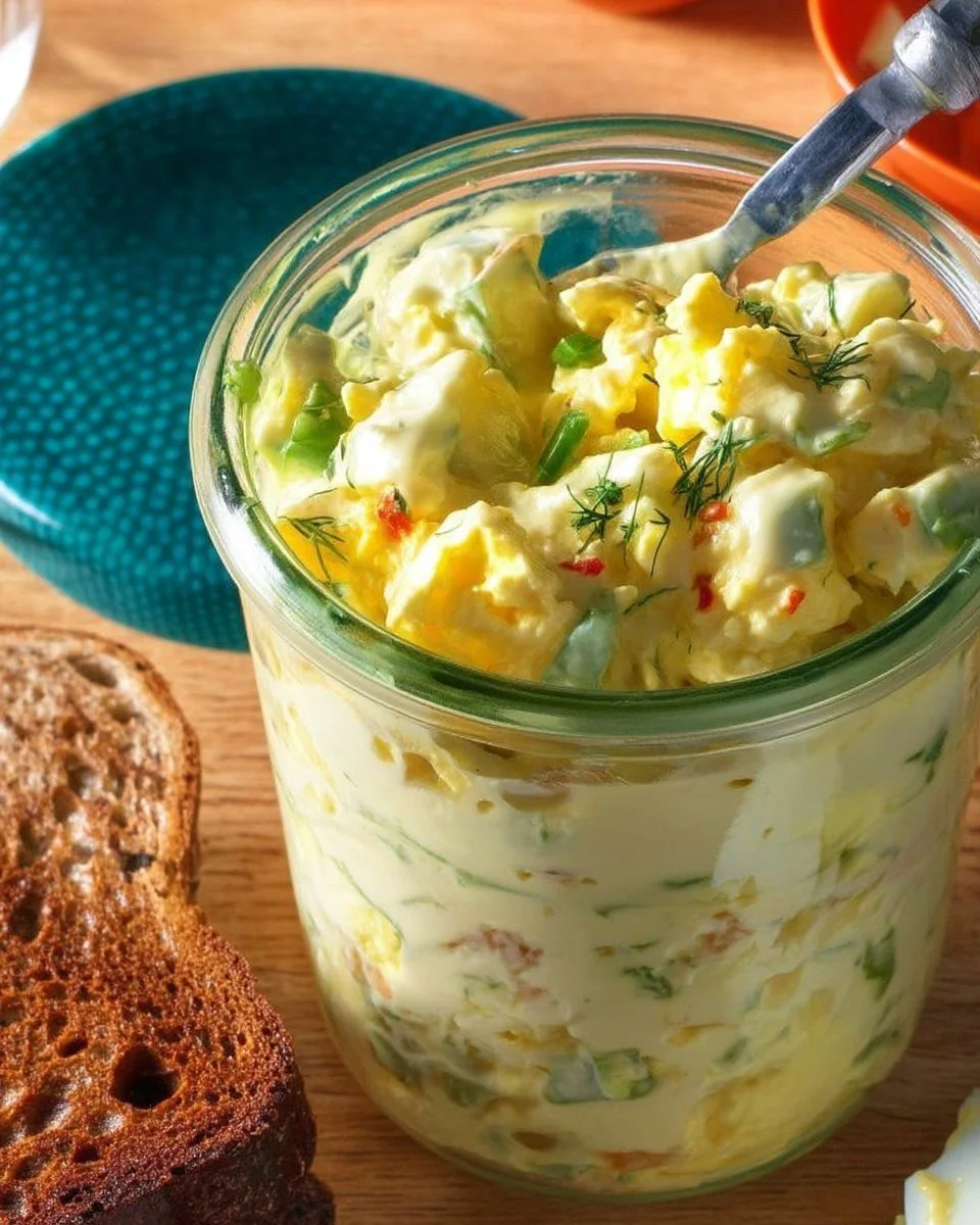 Salade aux œufs crémeuse, un plat savoureux et rapide à préparer.
