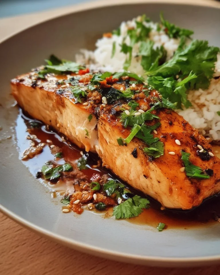 Saumon à l’érable avec sauce soya sur une assiette élégante