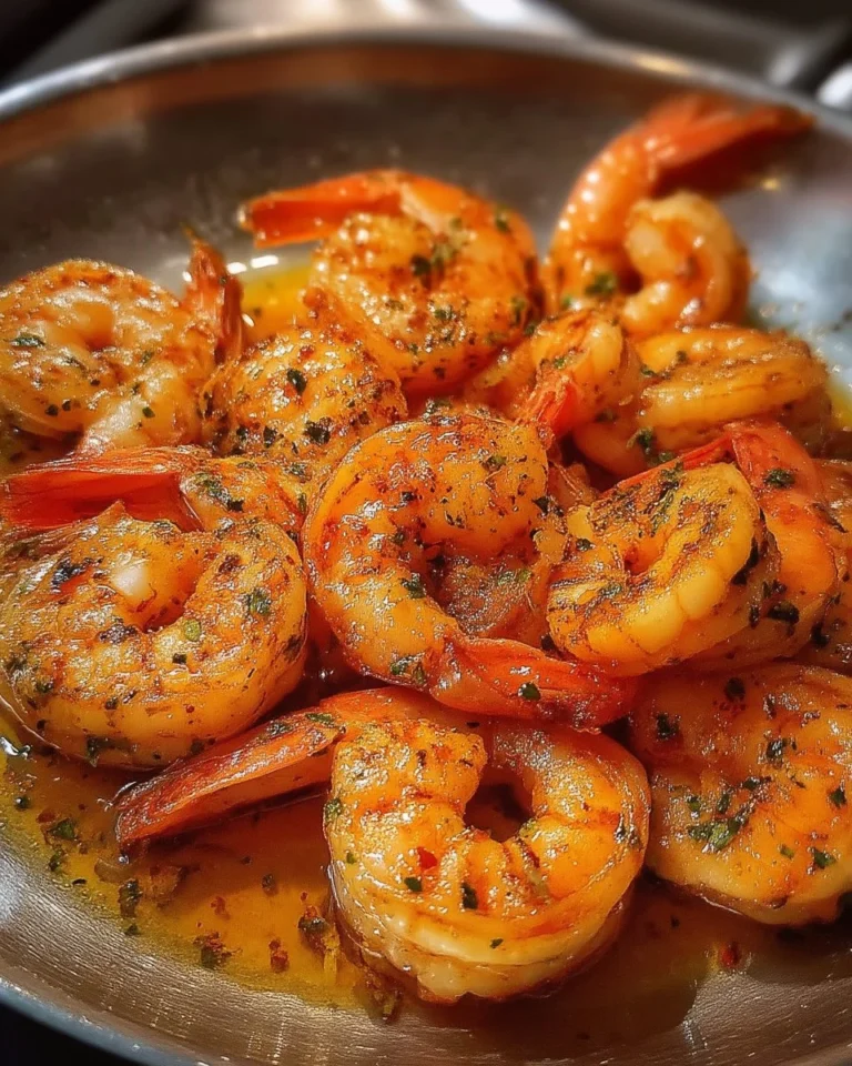 Crevettes sautées à l'ail et au beurre épicé sur une assiette