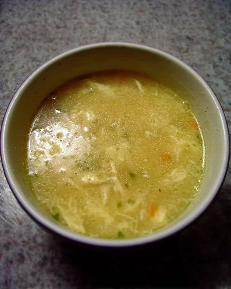 Assiette de soupe au poulet avec des légumes frais et des herbes aromatiques