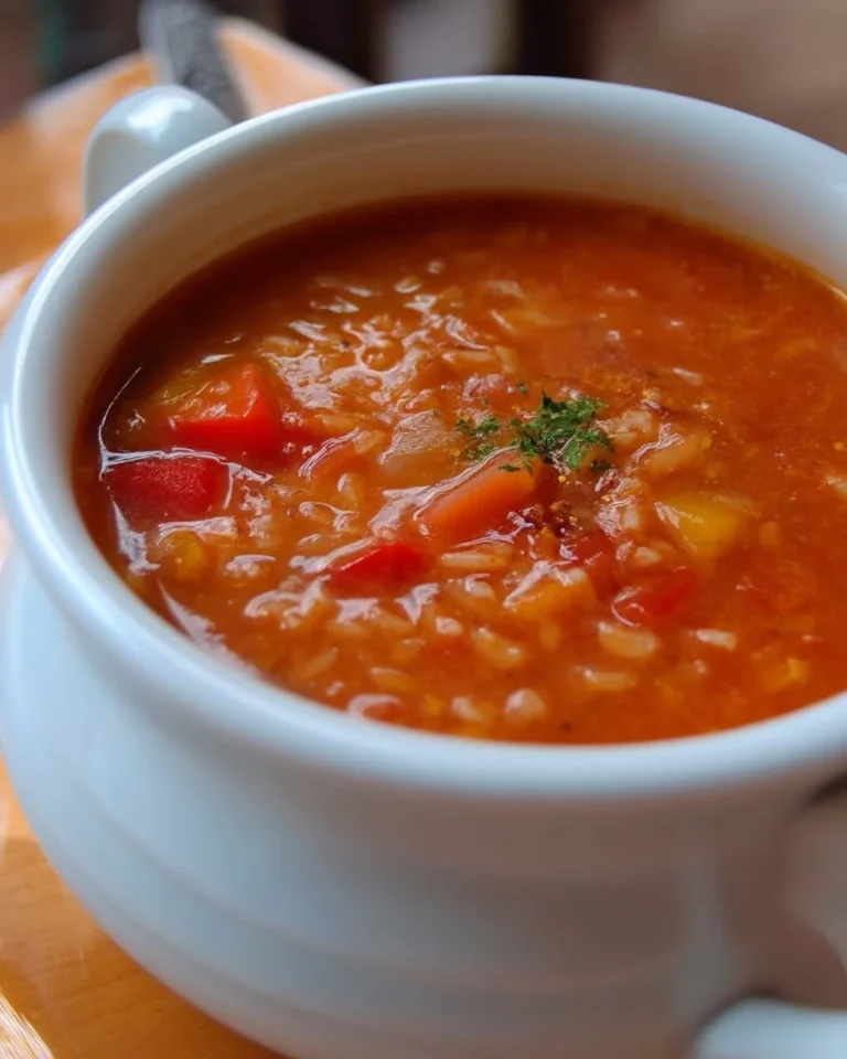 Bol de soupe riz et tomates réconfortante et savoureuse