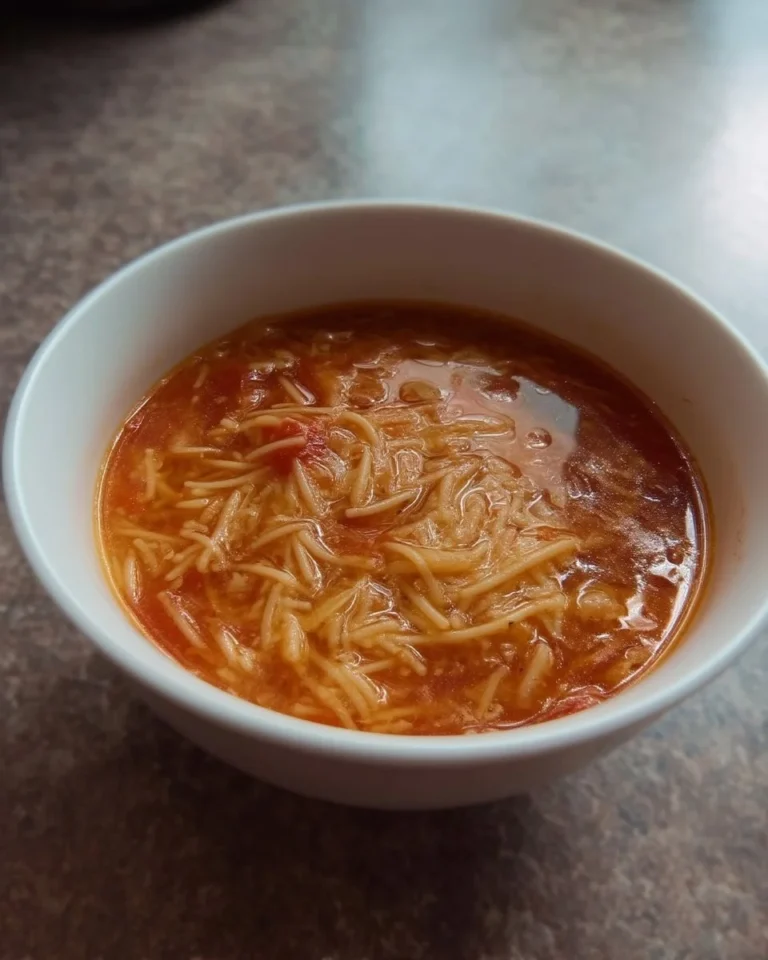 Soupe tomates vermicelles classique dans un bol appétissant