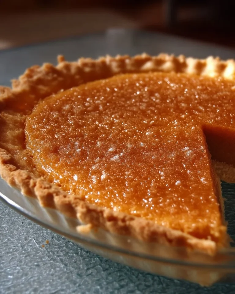 Une Tarte au Sucre dorée et appétissante sur une assiette, prête à déguster.