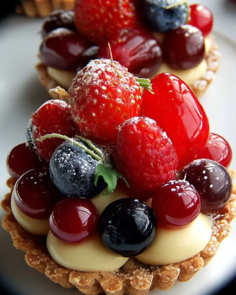 Tartelettes aux fruits rouges garnies de crème pâtissière