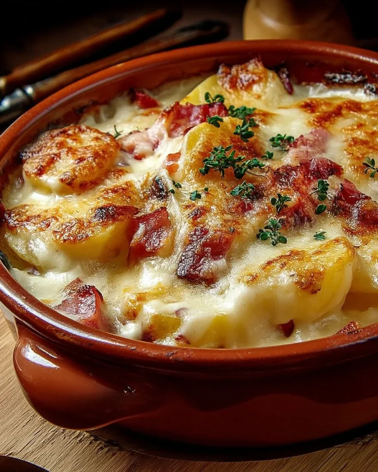 Tartiflette savoyarde traditionnelle avec pommes de terre, fromage et lardons