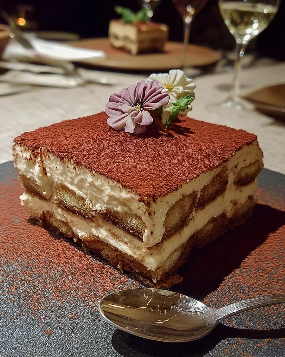 Tiramisu italien classique avec mascarpone, café et cacao