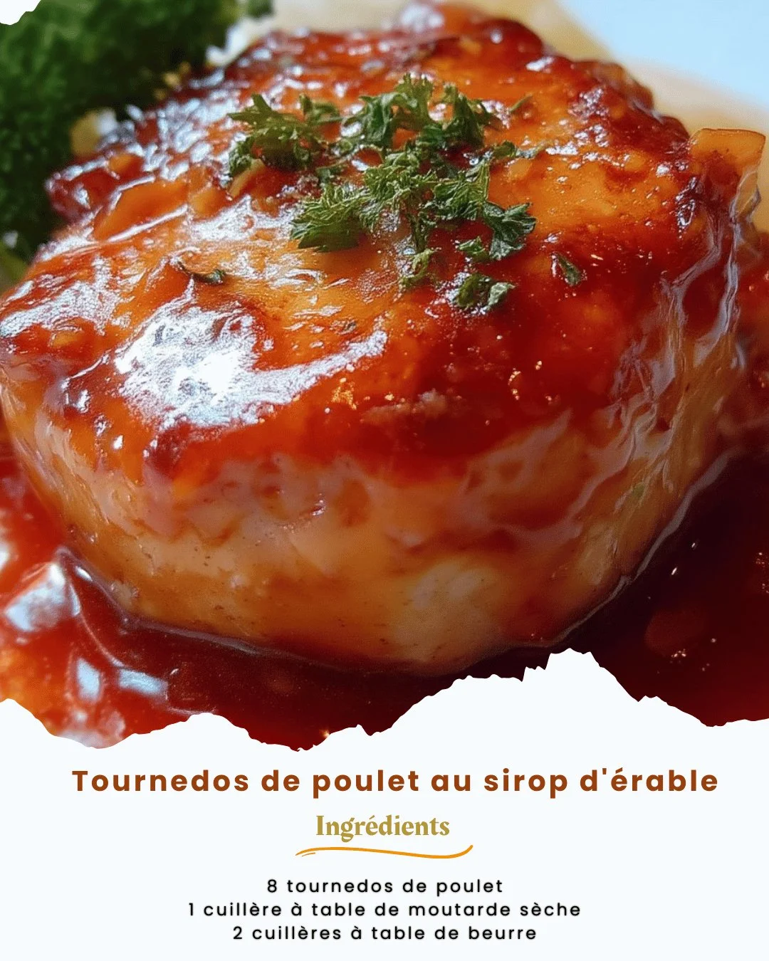Tournedos de poulet au sirop d'érable servis avec légumes