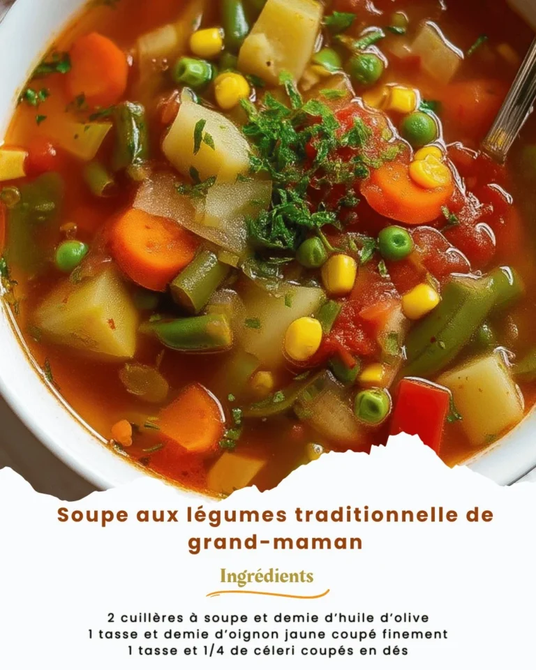 Soupe traditionnelle aux légumes préparée selon la recette de grand-mère.