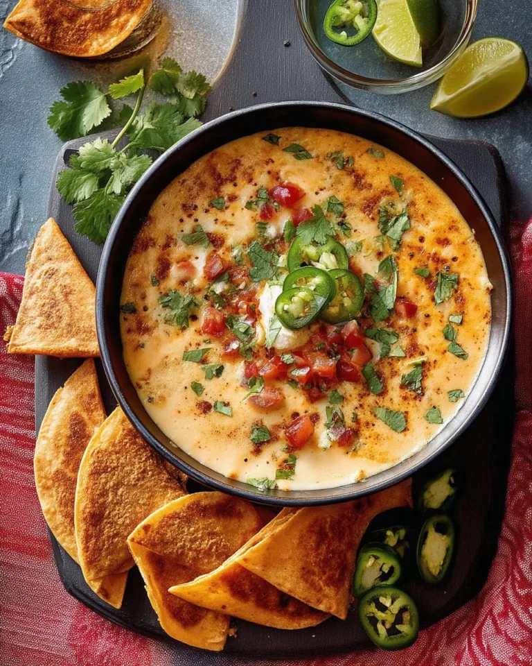 Trempette cowboy queso crémeuse servie avec des nachos