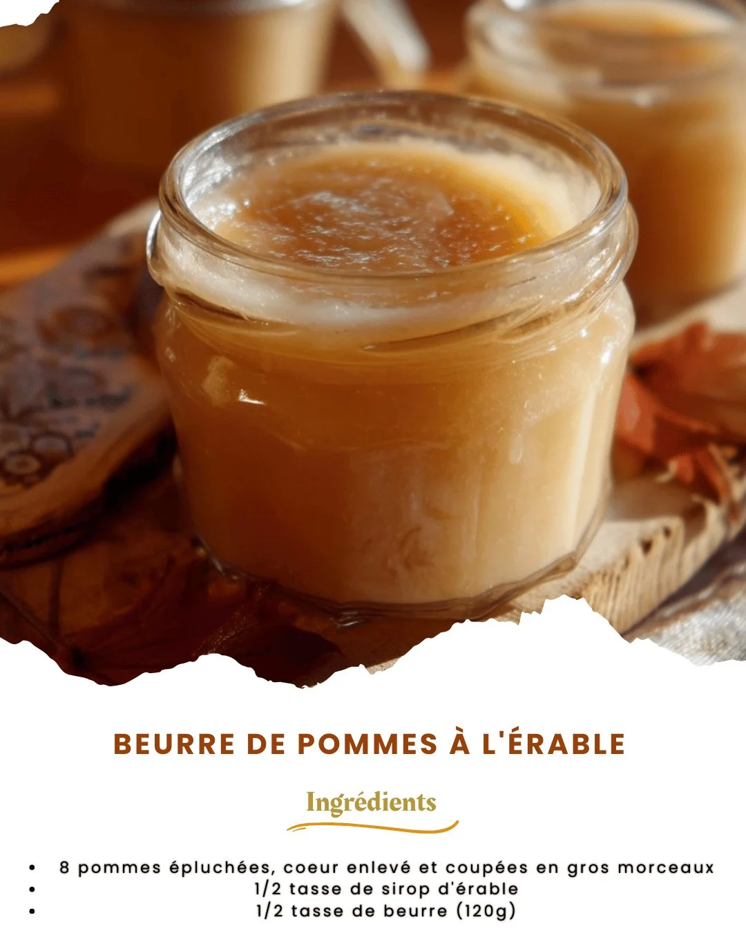 Beurre de Pommes à l'Érable dans un bocal en verre