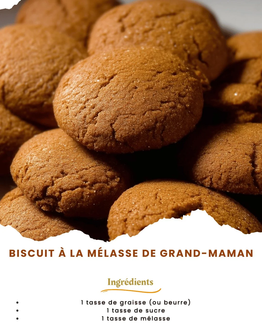 Biscuit à la mélasse de grand-maman, délicieusement moelleux et épicé.
