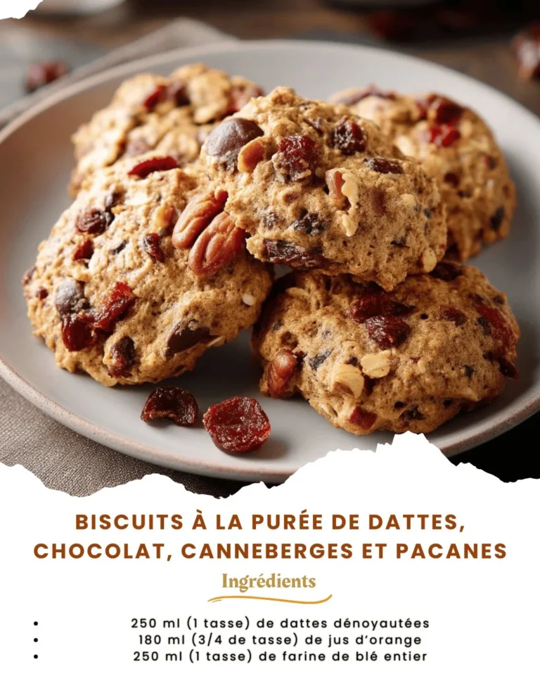 Biscuits à la purée de dattes avec chocolat, canneberges et pacanes
