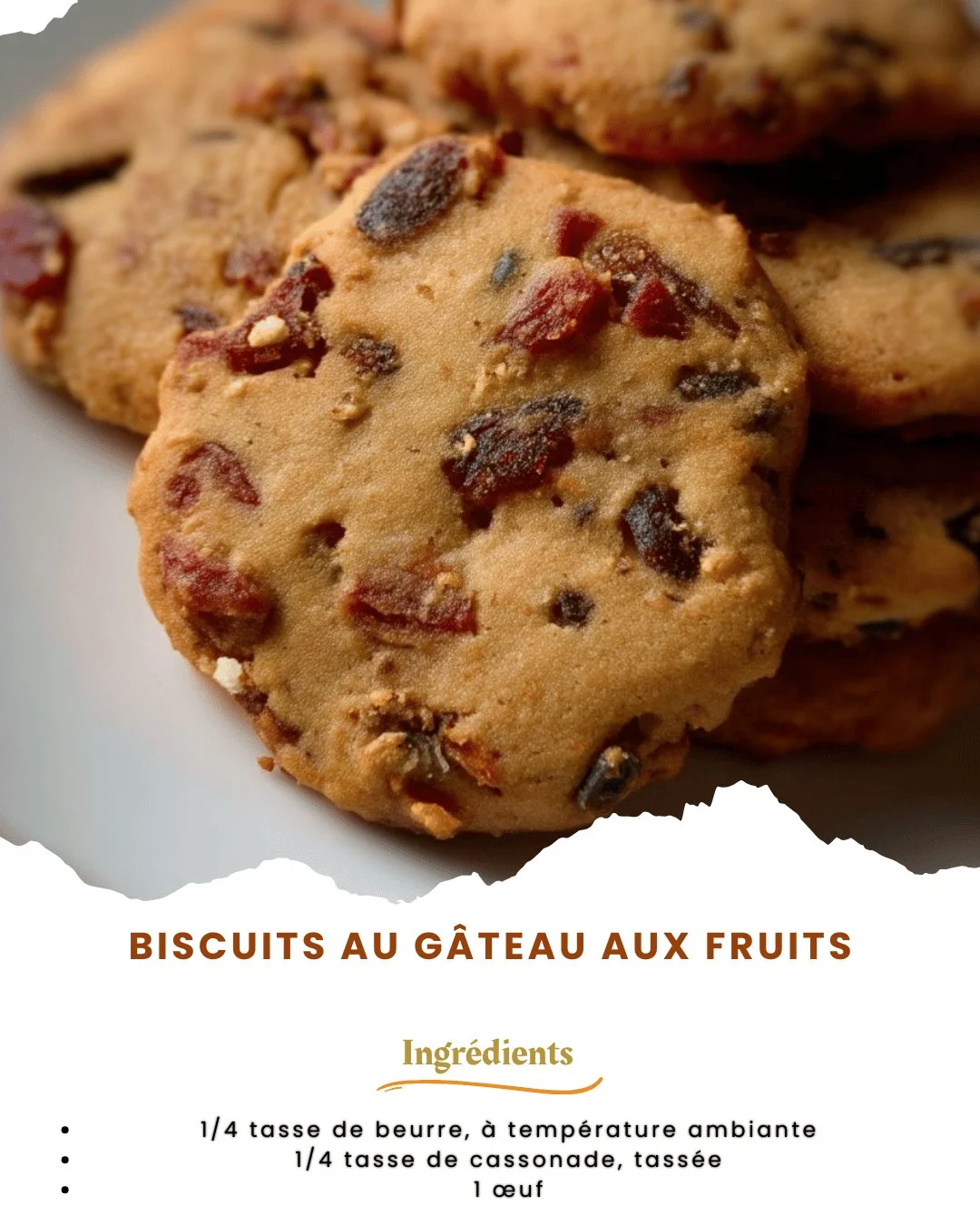 Biscuits aux fruits savoureux inspirés du gâteau aux fruits