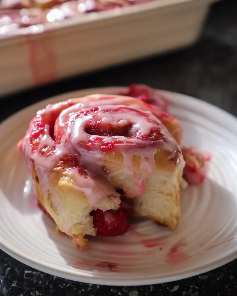 Brioches framboise façon cinnamon rolls végétaliennes prêtes à déguster