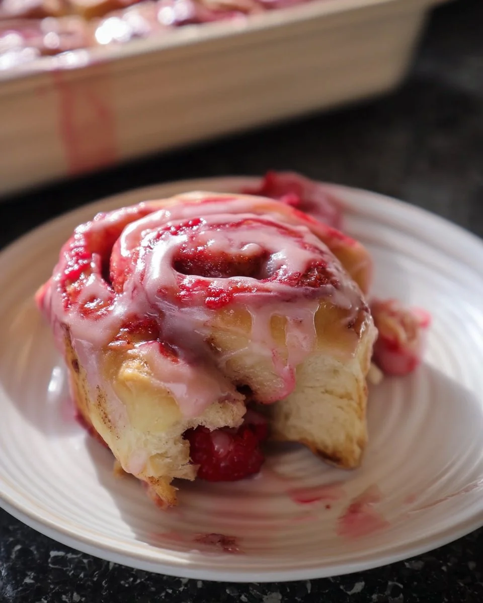 Brioches framboise façon cinnamon rolls végétaliennes prêtes à déguster